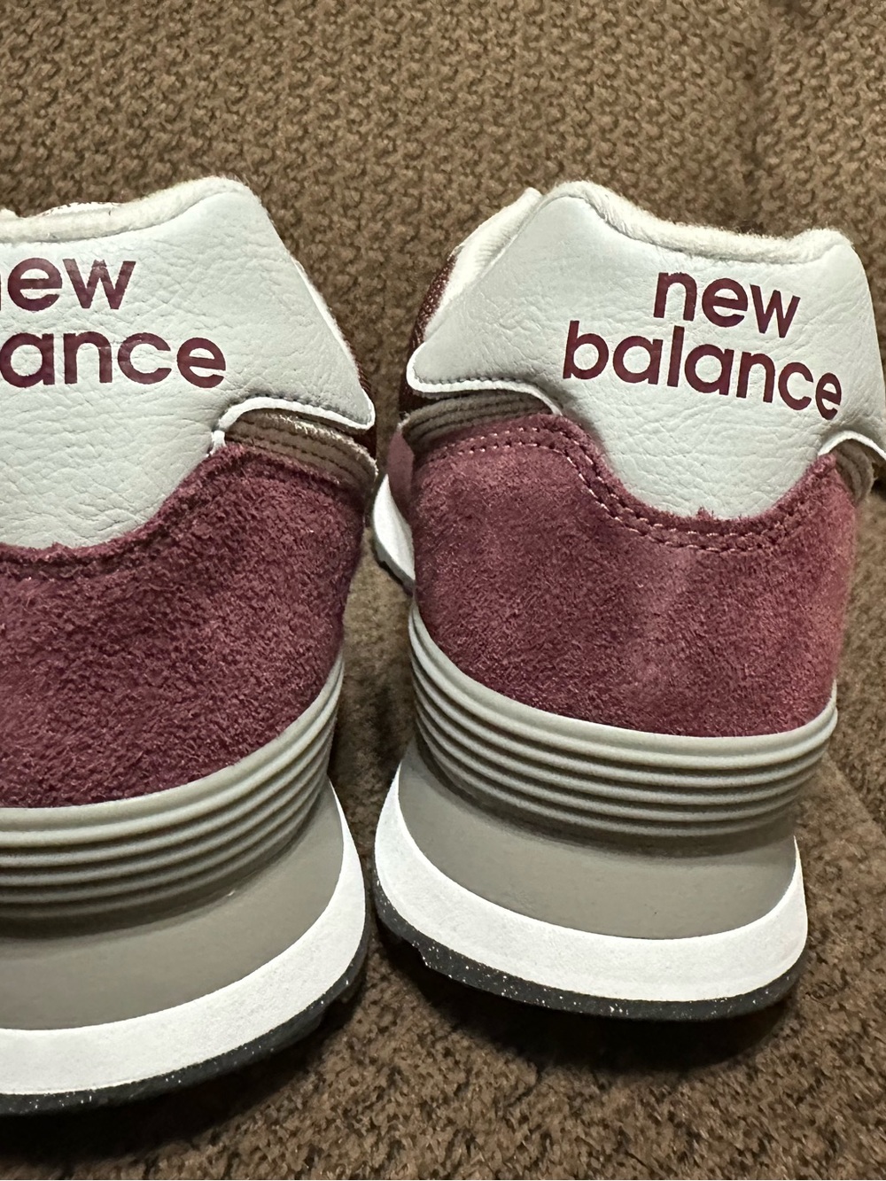 New Balance Burgundy Suede & Mesh 574 Sneakers - Picture 4 of 9